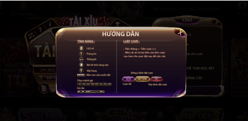 luat chơi game cuoc tai xiu